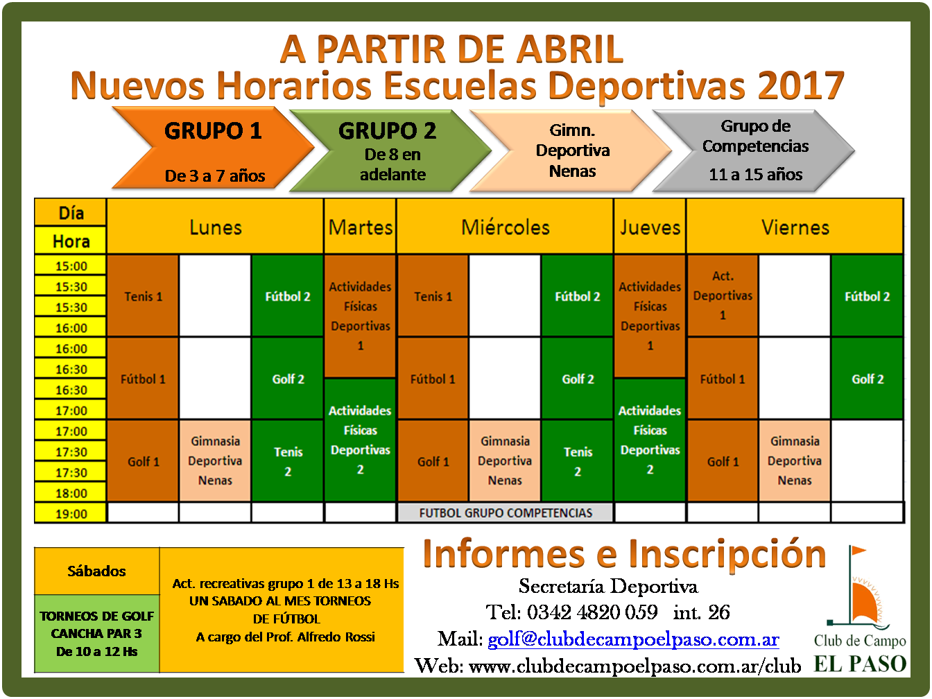 horarios-escuelas-deportivas-abril | Club de Campo El Paso